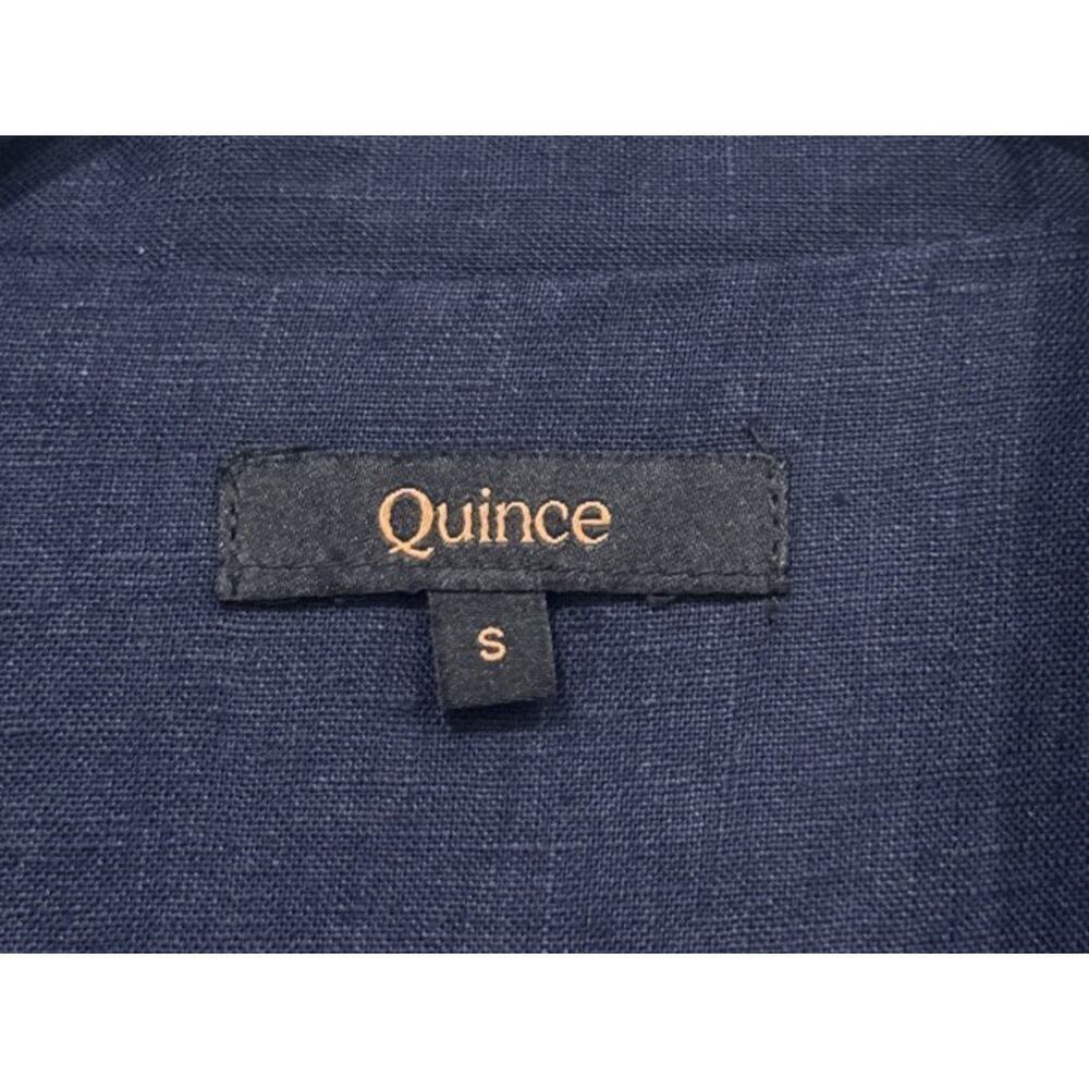Quince European Linen Button Front Midi Dress Women’s Size Small Navy Blue READ - Picture 4 of 7